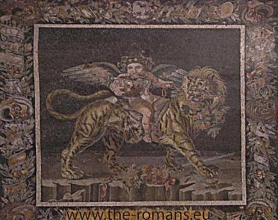 Wallpainting Cupido and a tiger 