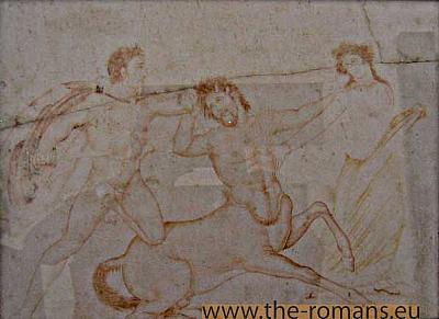 Wallpainting of Theseus fighting a centaur 